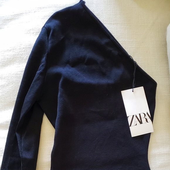 ZARA Asymmetric Knit Bodysuit Sz S - Picture 9 of 10